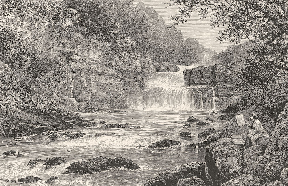 SCOTLAND. Stonebyres Falls c1886 old antique vintage print picture